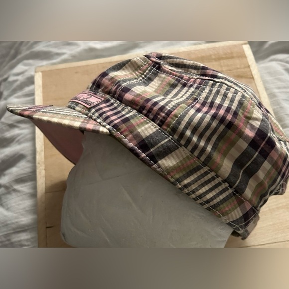 Pebble Beach By The Game Plaid Pink Brown Beige Cadet Hat Adjustable - Picture 4 of 8